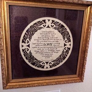 Framed 1 Corinthians 13 Love Chapter Laser Art by Cindy Jacobs Ltd 1988 Bible